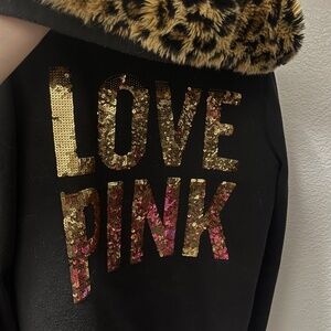 Victoria’s Secret Pink Fur Sequin hoodie